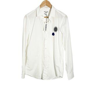 NWT Iceberg White Button Up Shirt With Abstract Print Size S